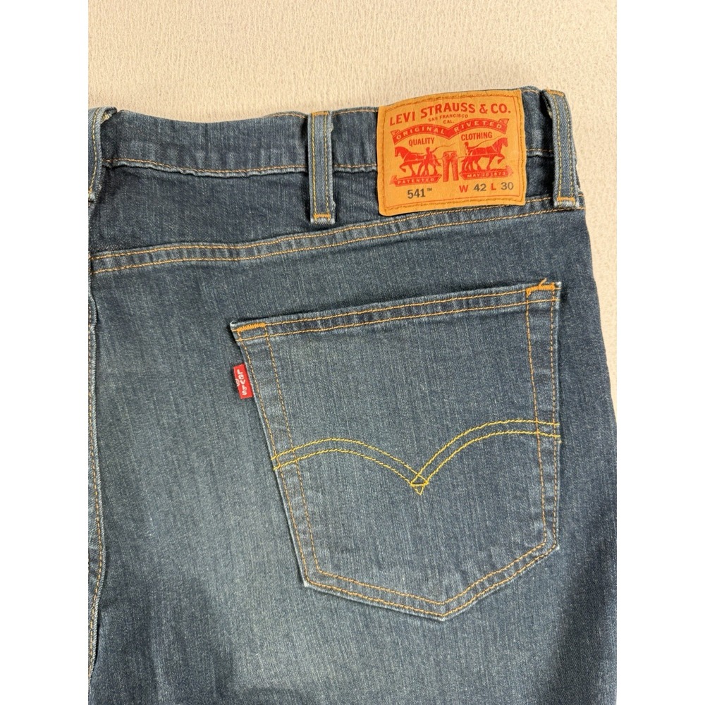 Levi's 541 Mens Athletic Stretch Jeans 42X28 Dark Blue Wash Denim - Picture 9 of 10